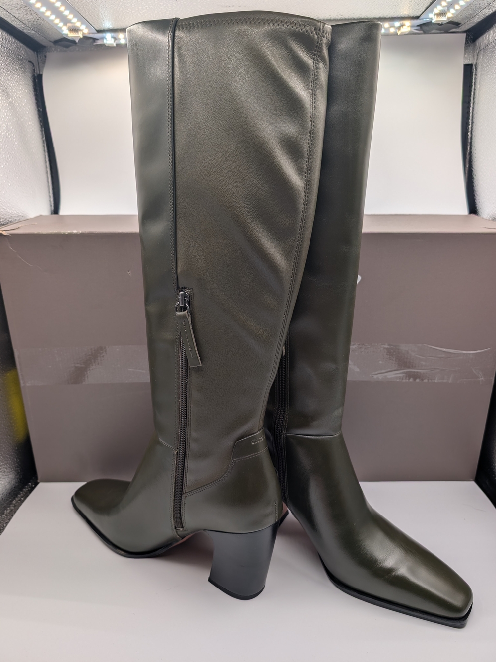 Franco Sarto Dark Olive Over-the-Knee Side-Zip Block Heel Boots